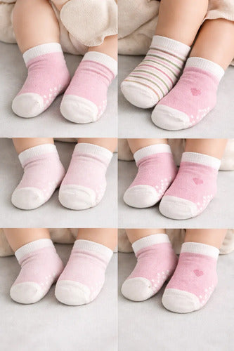 Kit 6 Pares Meia De Bebê Algodão  Menina 00-12 M- Original