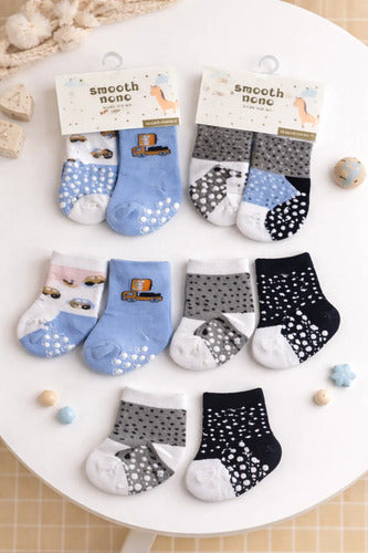 Kit 6 Pares Meia De Bebê Algodão  Menino 00-12 M- Original