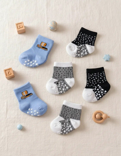 Kit 6 Pares Meia De Bebê Algodão  Menino 00-12 M- Original