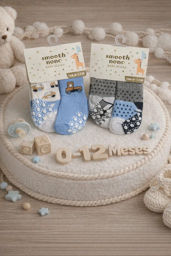 Kit 6 Pares Meia De Bebê Algodão  Menino 00-12 M- Original