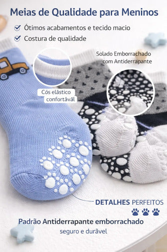 Kit 6 Pares Meia De Bebê Algodão  Menino 00-12 M- Original