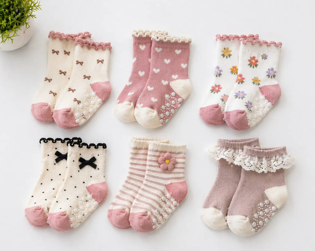 Kit 9 Meia Bebe Menina Pares Cano Curto