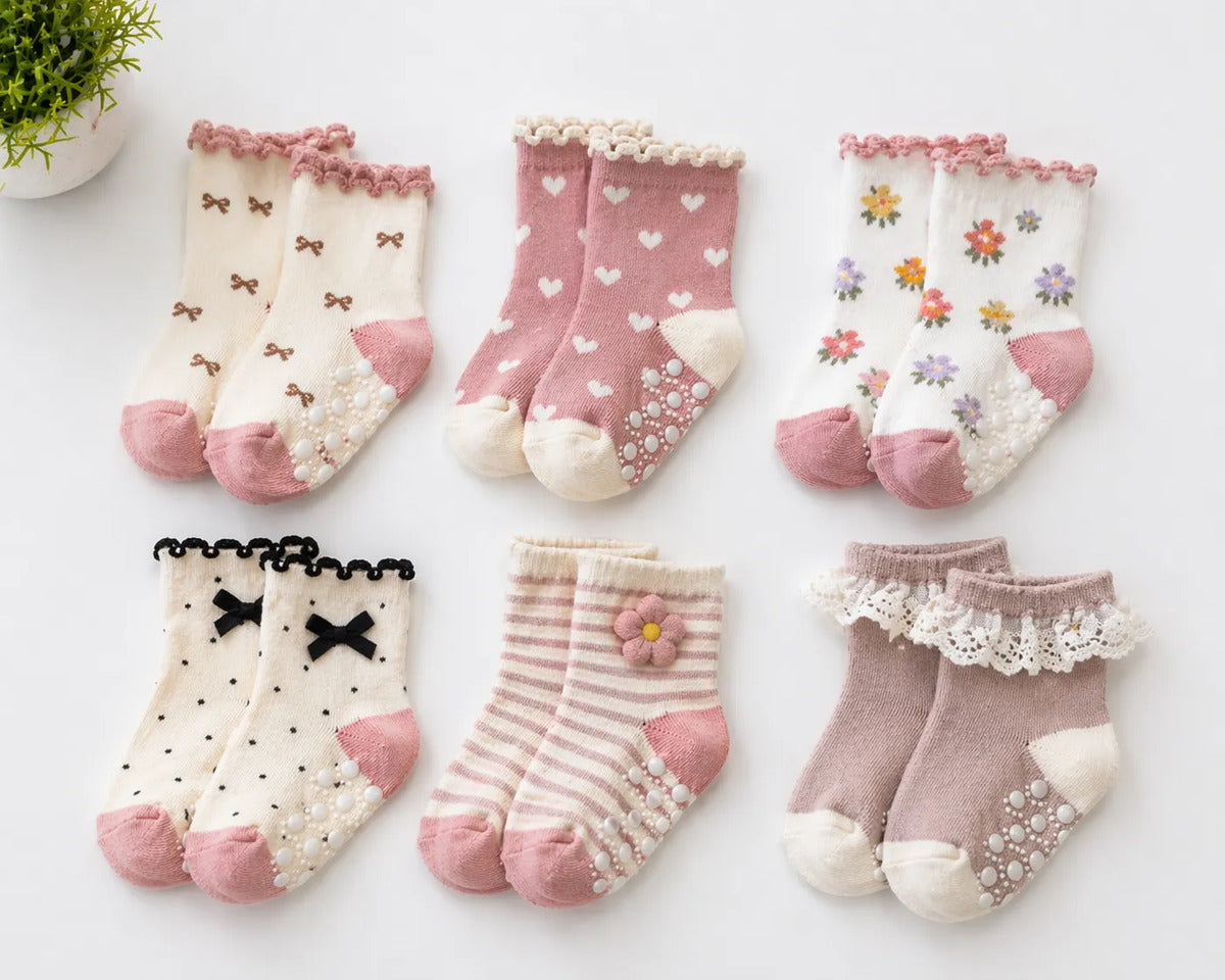 Kit 9 Meia Bebe Menina Pares Cano Curto