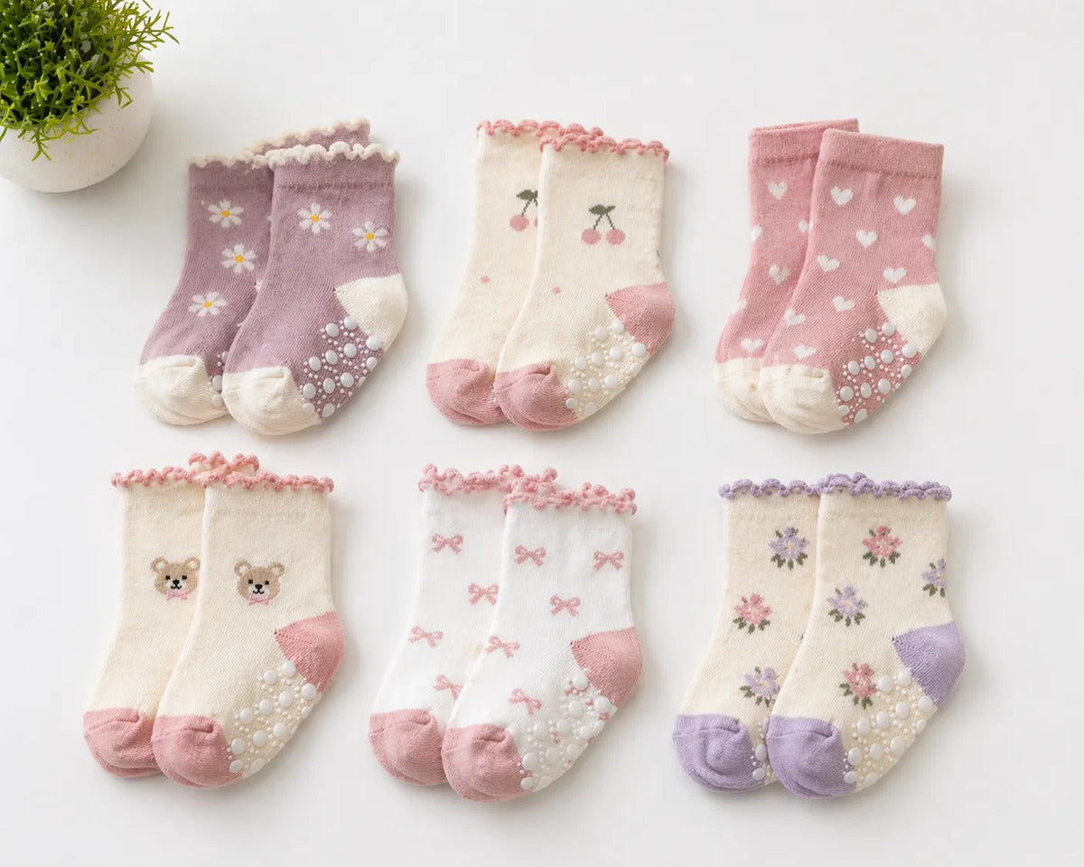 Kit 9 Meia Bebe Menina Pares Cano Curto